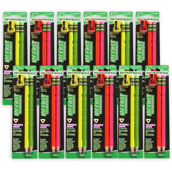 Ticonderoga My First Tri-Write Wood-Cased Pencils, Neon Assorted, PK24, 24PK 13002